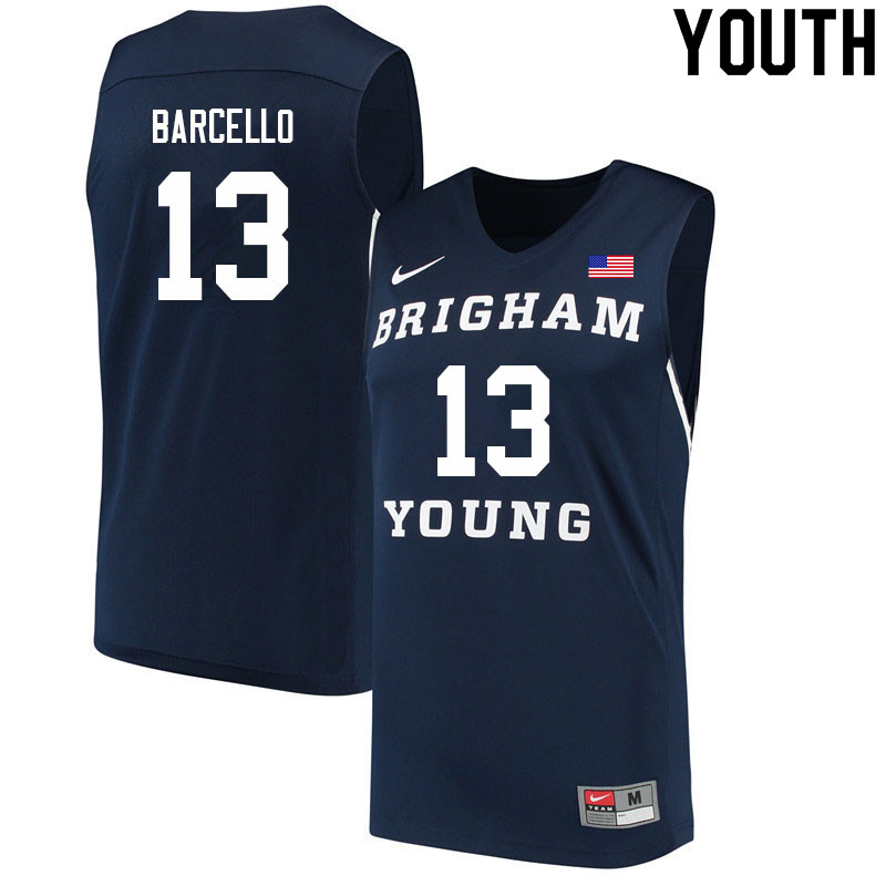 Youth #13 Alex Barcello BYU Cougars College Basketball Jerseys Sale-Navy - Click Image to Close